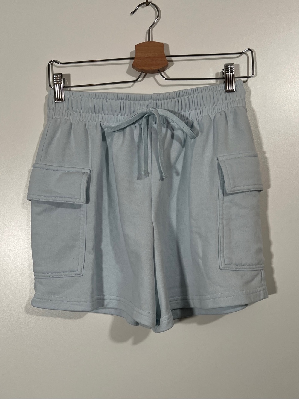 Baby Blue Cargo Sweat Shorts Size Women’s Medium Loungewear Comfy Pastel - Picture 3 of 5